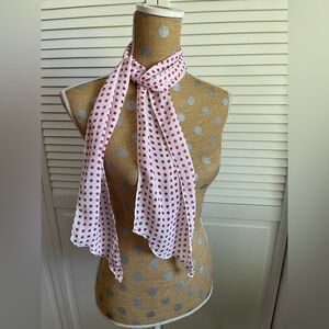 Vintage 1950s white pink polkadot scarf
